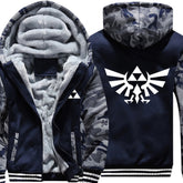 Men The Legend Of Zelda Triforce Coat Adult Thicken Velvet Winter Fleece Zip Up Hoodie Winter Jacket - INSWEAR